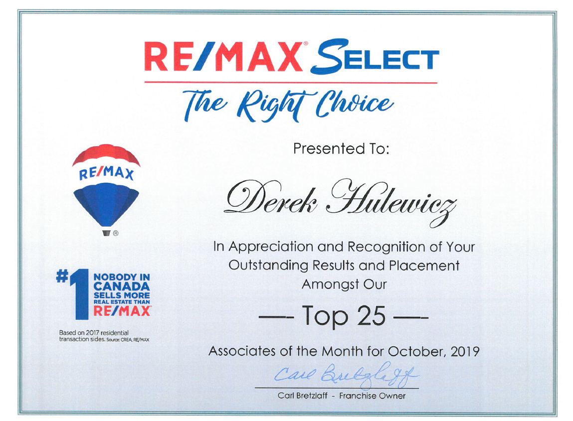 top remax realtors for october of 2019 derek hulewicz